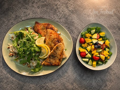 Zanderfilet mir Risotto und Salat
